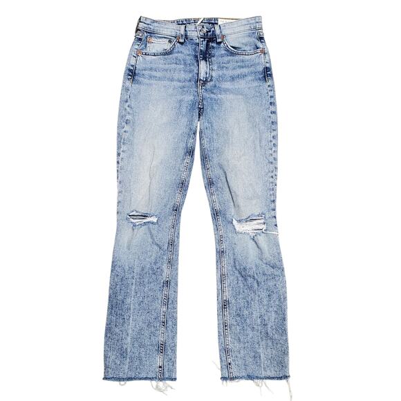 Rag & Bone Nina High Rise Ankle Flare Distressed Light Wash Jeans - Size 25 - Picture 1 of 8